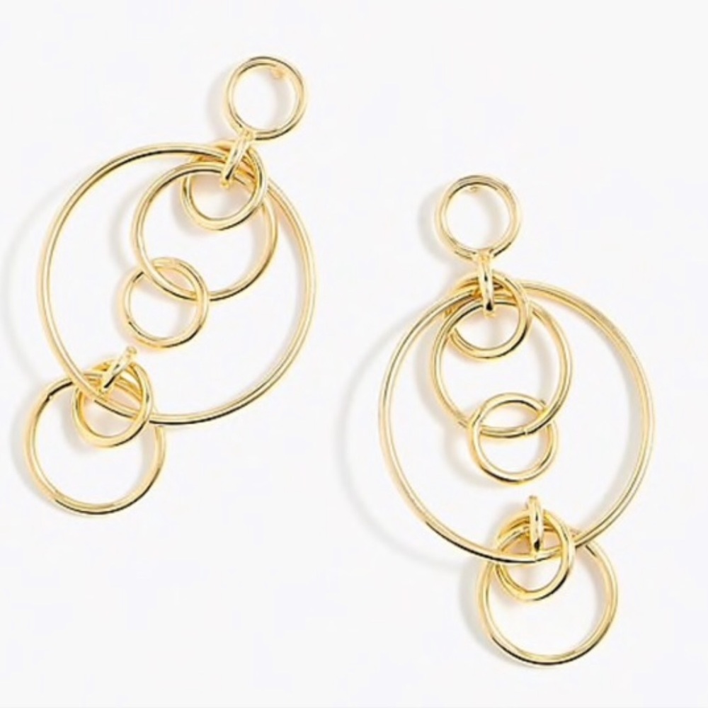 J.crew Gold Circle Statement Earrings, NWT